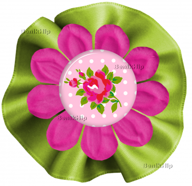 Strijkapplicatie Broche roze roosje